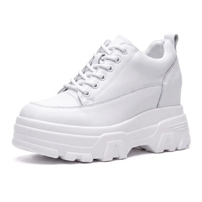Vossa 9cm height increasing leather sneakers for women - Lucimora