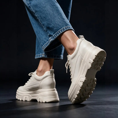 Vossa 9cm height increasing leather sneakers for women - Lucimora