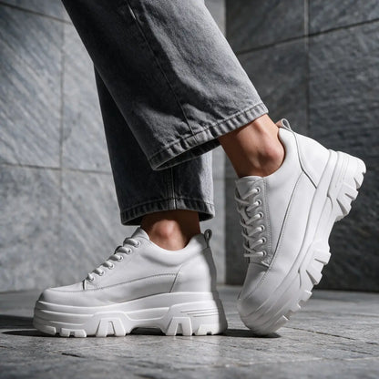 Vossa 9cm height increasing leather sneakers for women - Lucimora
