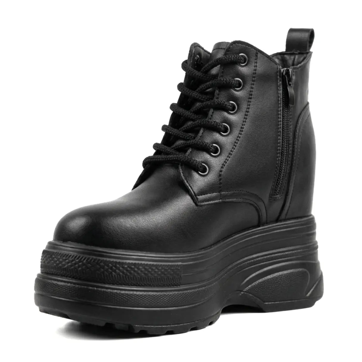 Ziva 12cm (4.7" inches) height increasing elevator leather platform boots for women from Lucimora 