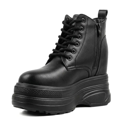 Ziva 12cm (4.7" inches) height increasing elevator leather platform boots for women from Lucimora 