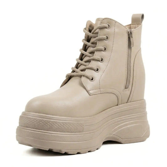 Ziva 12cm (4.9" inches) height increasing elevator leather platform boots for women from Lucimora 