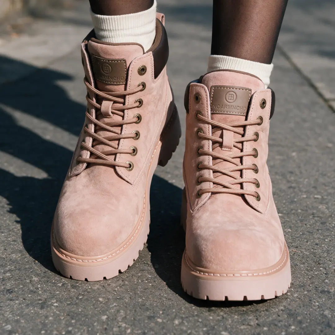 Zaliora Women’s 7cm Elevator Boots | Suede Height Increasing Shoes | Lucimora - pink