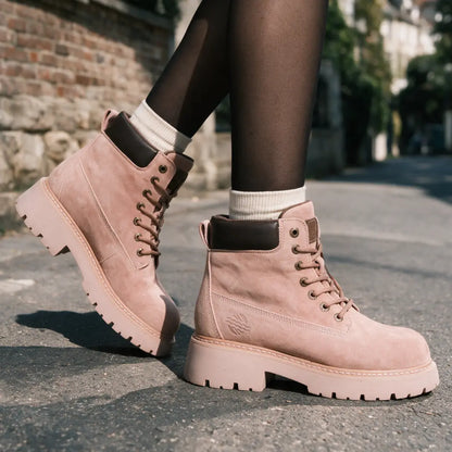 Zaliora Women’s 7cm Elevator Boots | Suede Height Increasing Shoes | Lucimora - pink