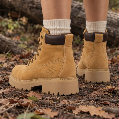 Zaliora Women’s 7cm Elevator Boots | Suede Height Increasing Shoes | Lucimora - beige