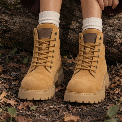 Zaliora Women’s 7cm Elevator Boots | Suede Height Increasing Shoes | Lucimora - beige