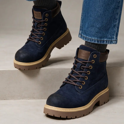 Zaliora Women’s 7cm Elevator Boots | Suede Height Increasing Shoes | Lucimora - navy