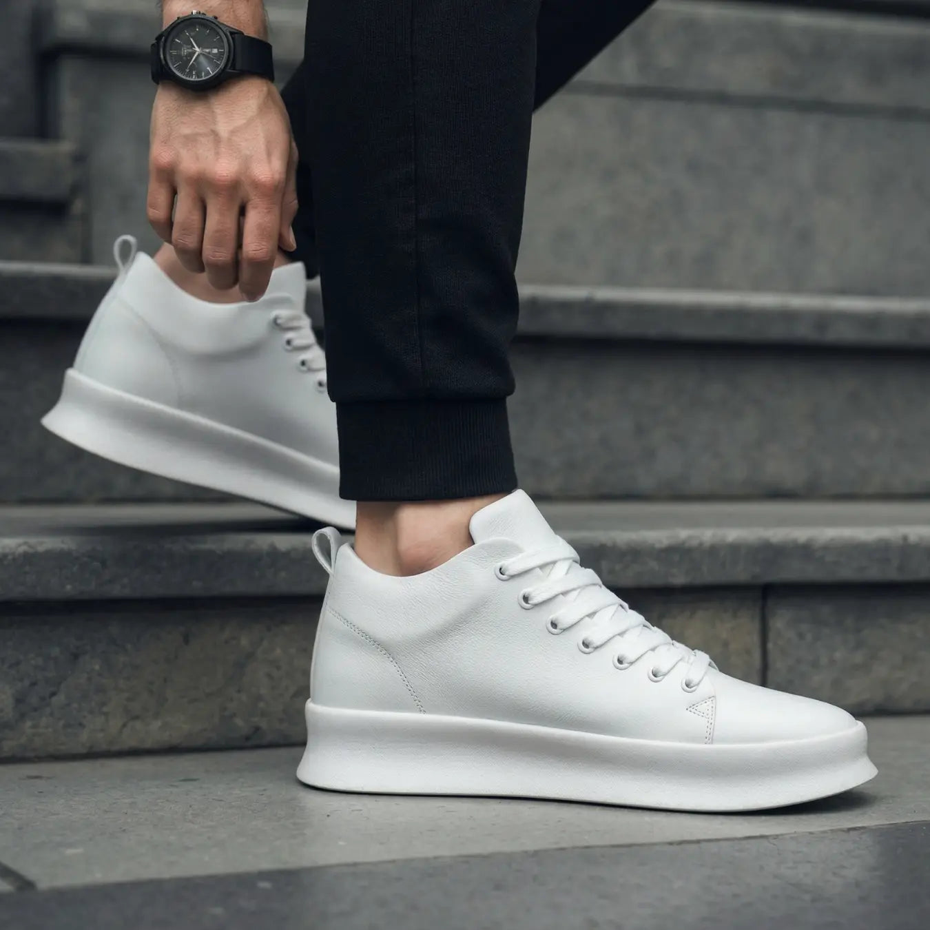 Zaro 6cm height increasing mid-top sneakers for men - Lucimora