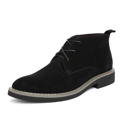 Zenith (7cm Height Increase) | Elevator Suede Leather Shoes | Lucimora -Black