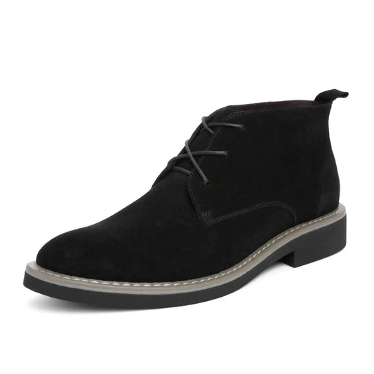 Zenith (7cm Height Increase) | Elevator Suede Leather Shoes | Lucimora -Black