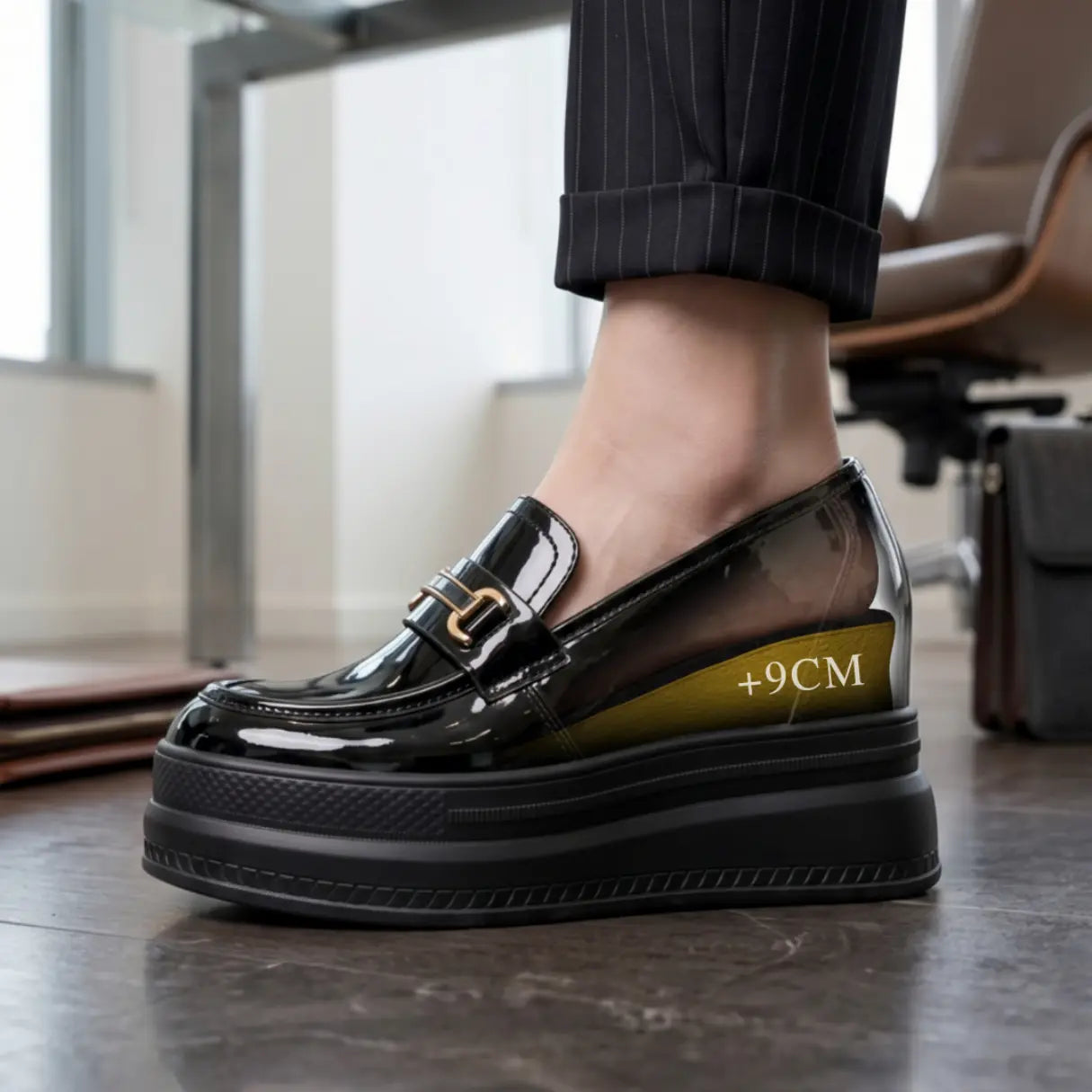 Adams 9cm (3.5" inches) height increasing platform loafers for women from Lucimora 
