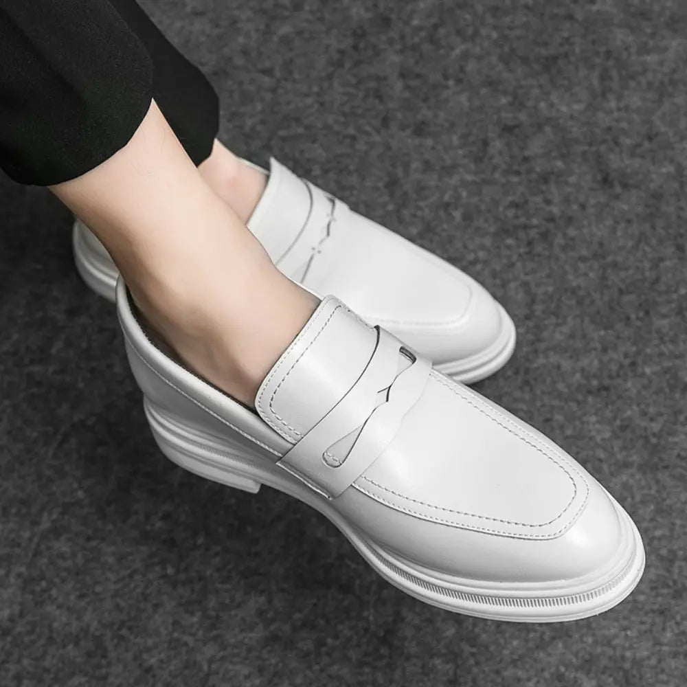 Blanc - 8cm (3") - LUCIMORA - Apparel & Accessories > Shoes > Elevator Shoes > Loafers - LUCIMORA - blanc:37 - 