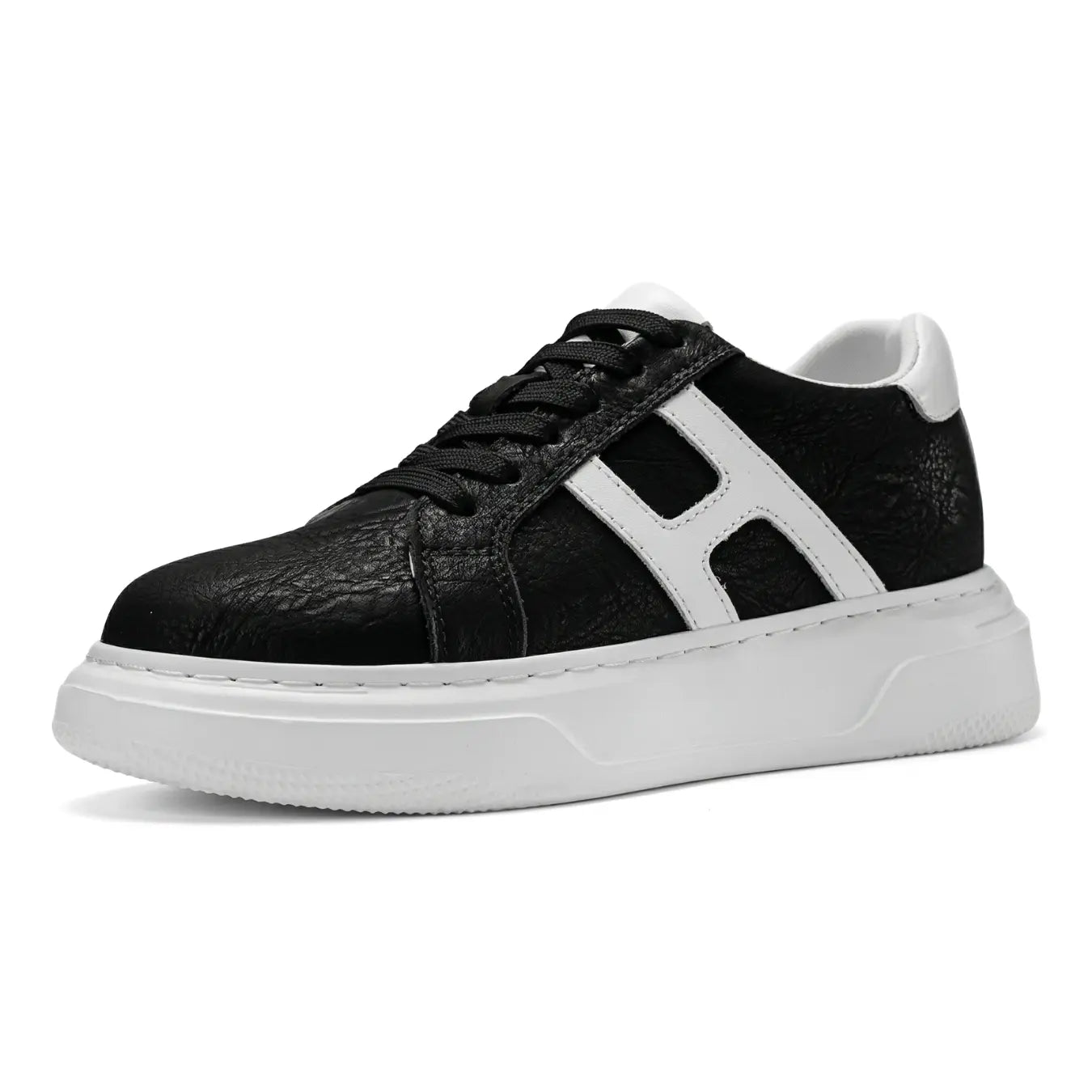 Hexo 8cm height increasing leather sneakers from lucimora, black