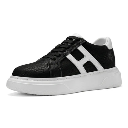 Hexo 8cm height increasing leather sneakers from lucimora, black