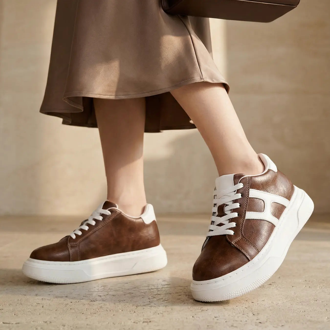 Hexo 8cm height increasing leather sneakers for women - Lucimora