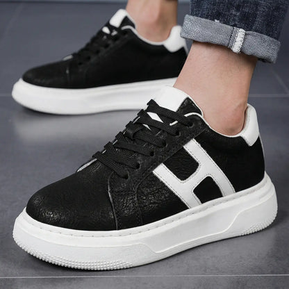Hexo 8cm height increasing leather sneakers from lucimora, black