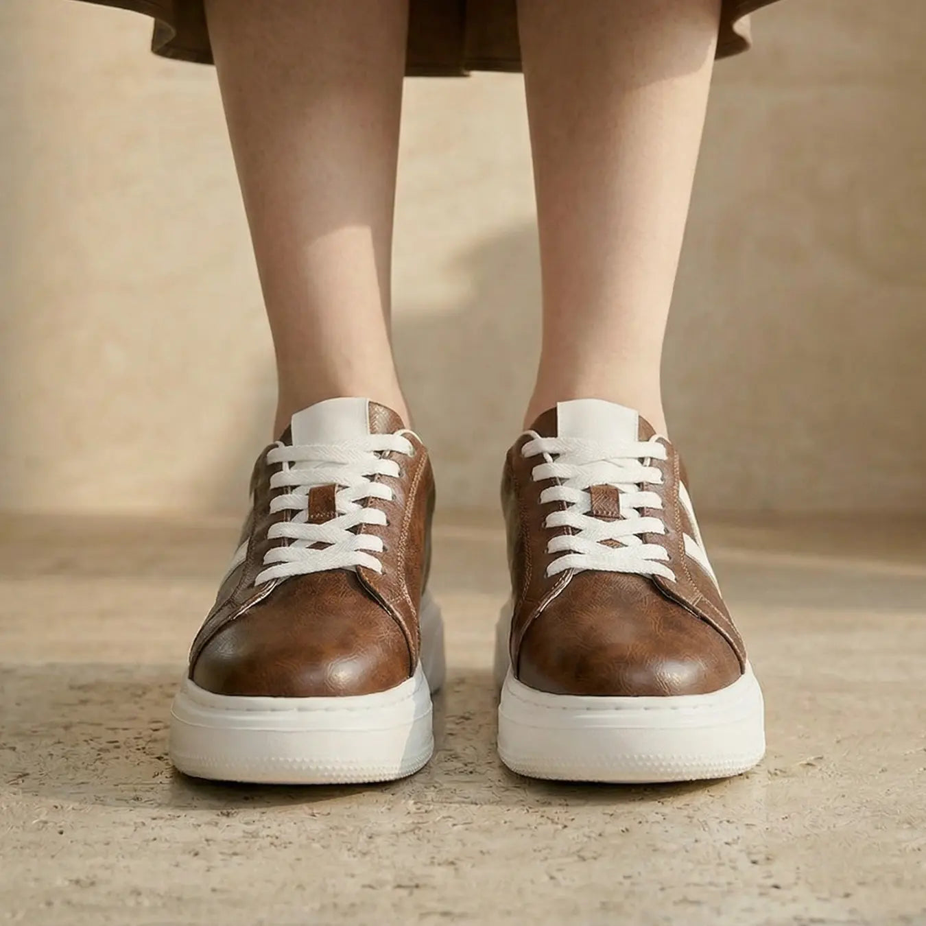 Hexo 8cm height increasing leather sneakers for women - Lucimora