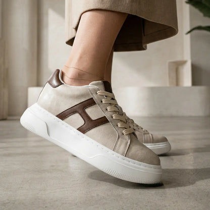 Hexo 8cm height increasing leather sneakers for women - Lucimora
