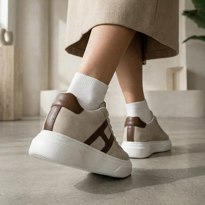 Hexo 8cm height increasing leather sneakers for women - Lucimora