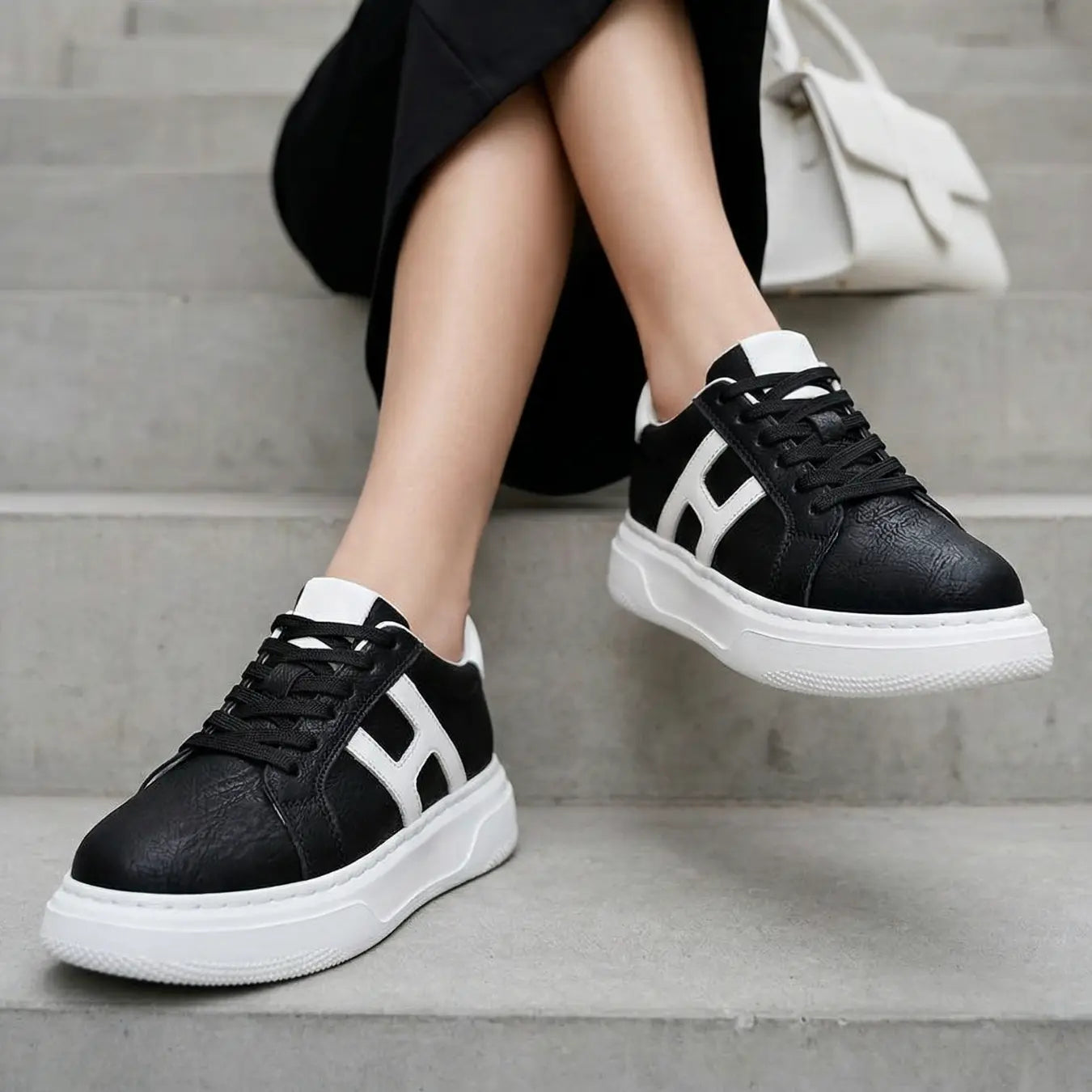 Hexo 8cm height increasing leather sneakers for women - Lucimora