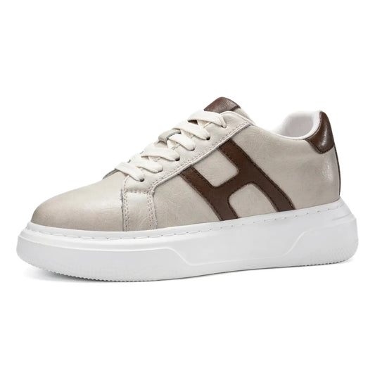 Hexo 8cm height increasing leather sneakers from lucimora, beige