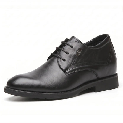 Vanguard 8cm height increasing cowhide leather formal dress shoe for men - black, LUCIMORA