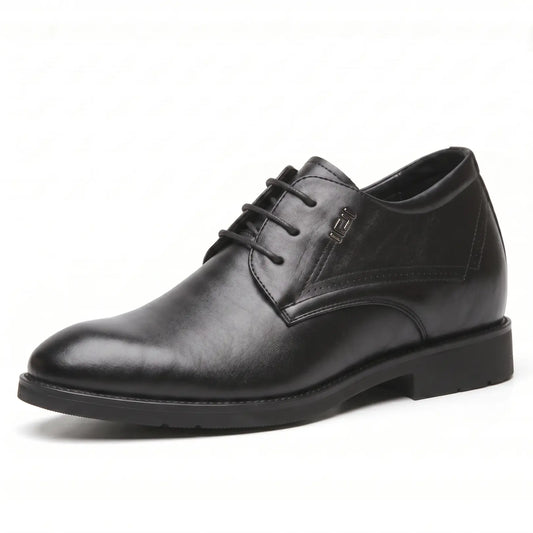 Vanguard 8cm height increasing cowhide leather formal dress shoe for men - black, LUCIMORA
