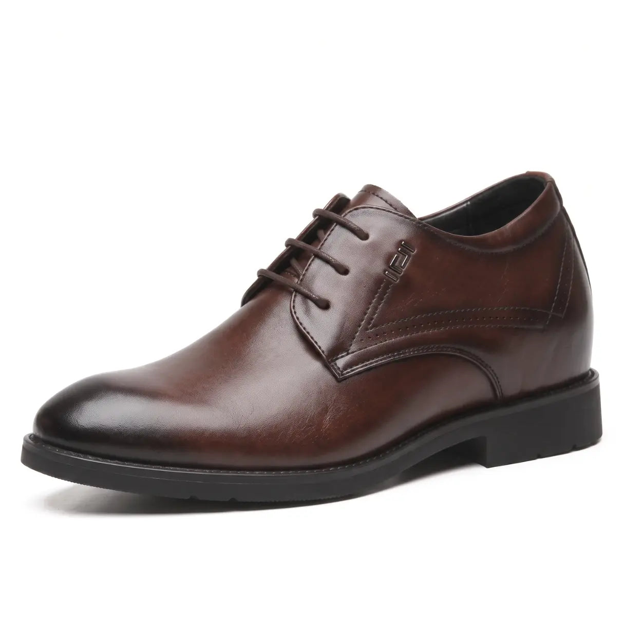 Vanguard 8cm height increasing cowhide leather formal dress shoe for men - brown, LUCIMORA