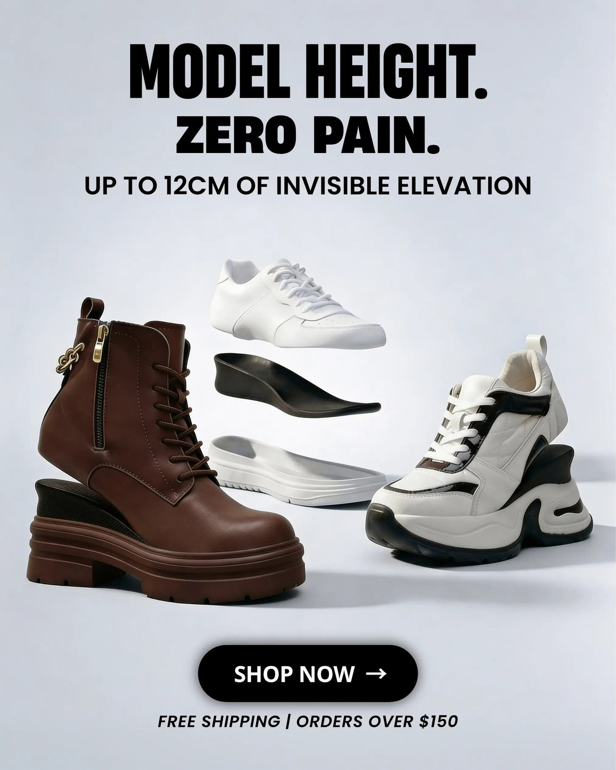 LUCIMORA HEIGHT INCREASING SHOES FOR WOMEN, UP TO 12CM ELEVATION